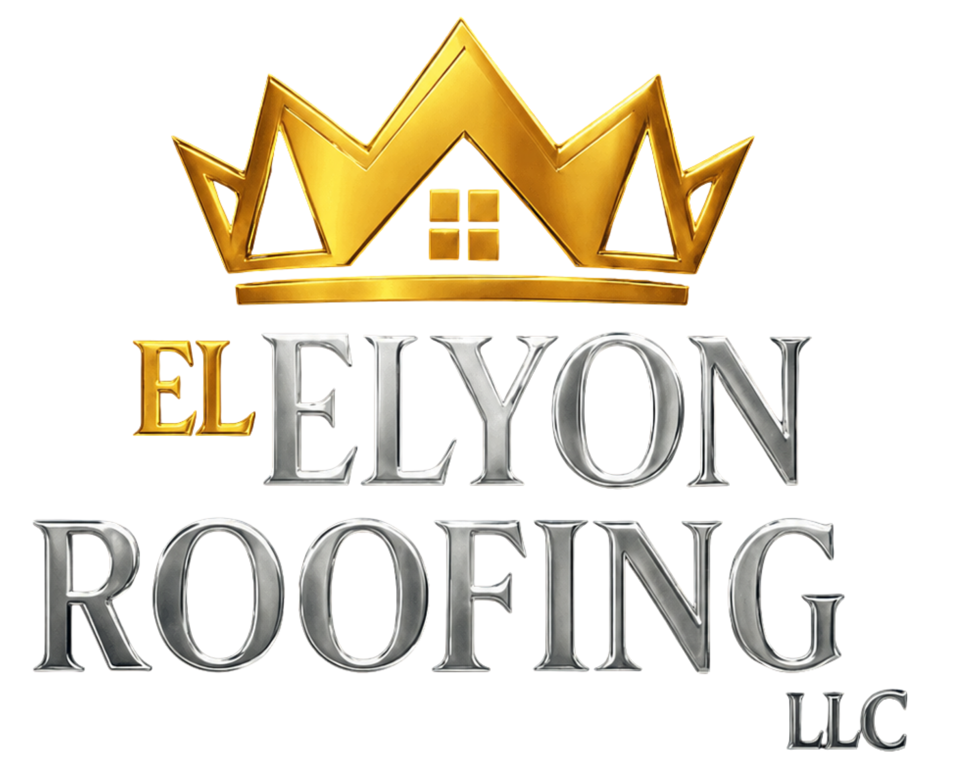 Gold crown logo with “Elyon Roofing LLC” in silver and gold text