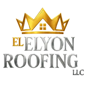 El Elyon Roofing LLC logo with gold crown and silver text on a white background