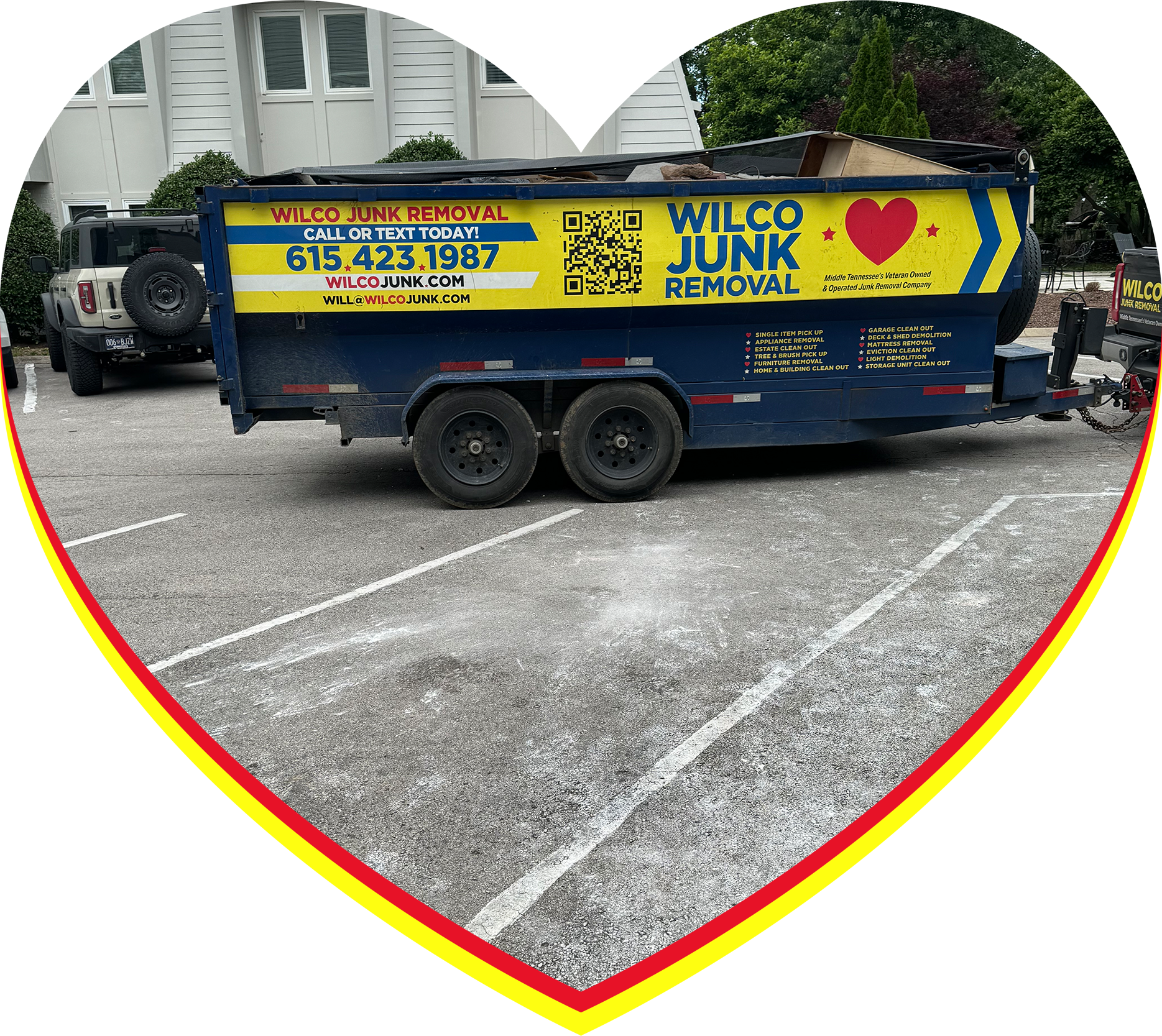 Junk has been removed from a parking lot