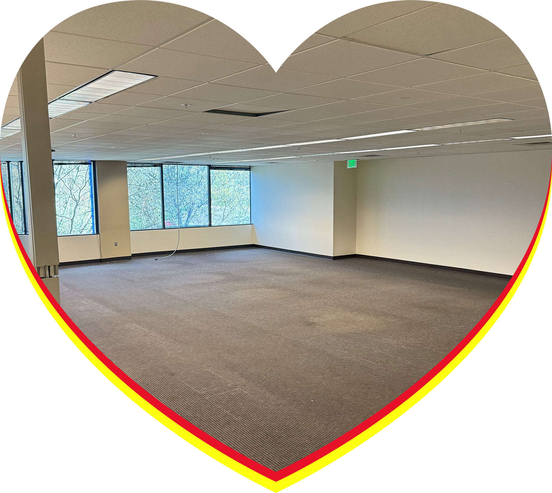 Cubicles have been removed from an office