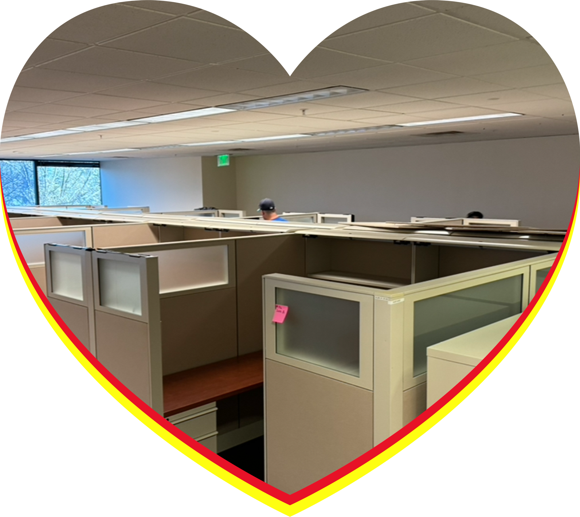  cubicles in an office