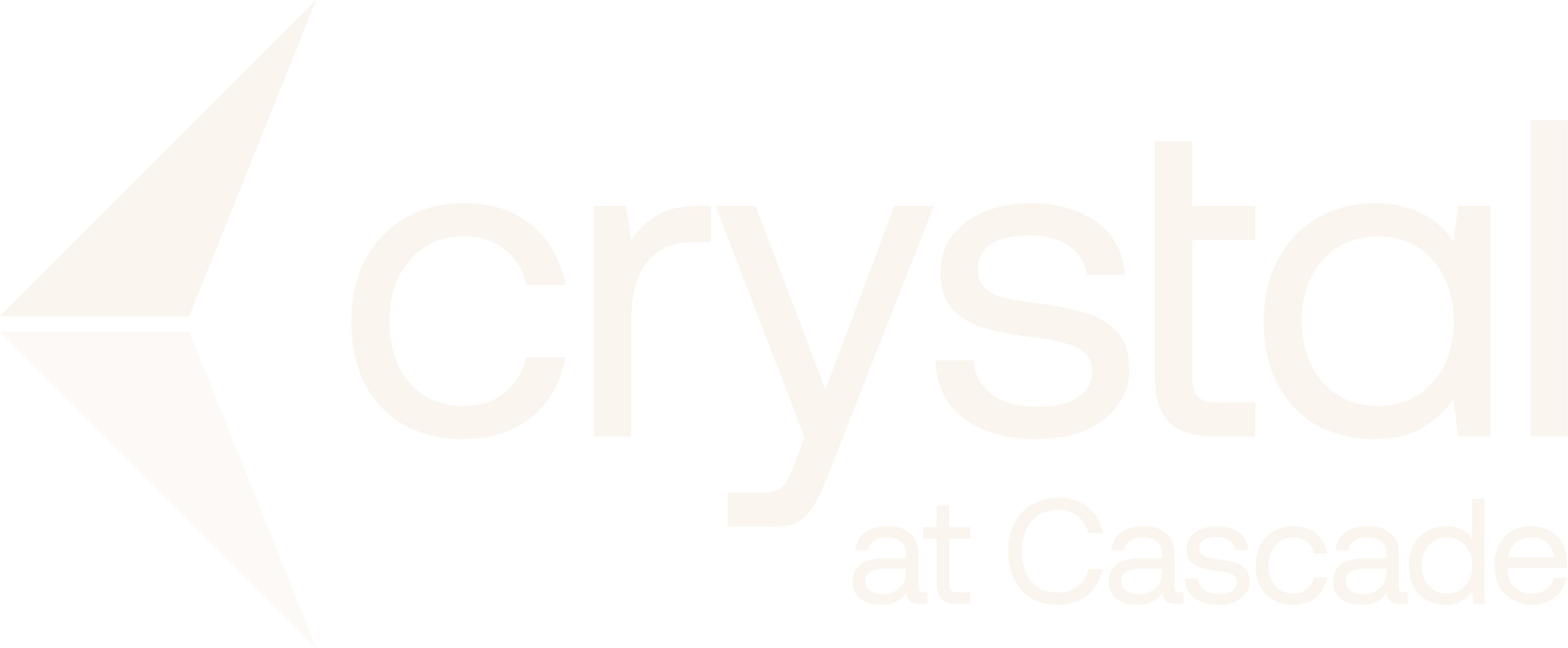 Crystal at Cascade logo in pale beige on white background