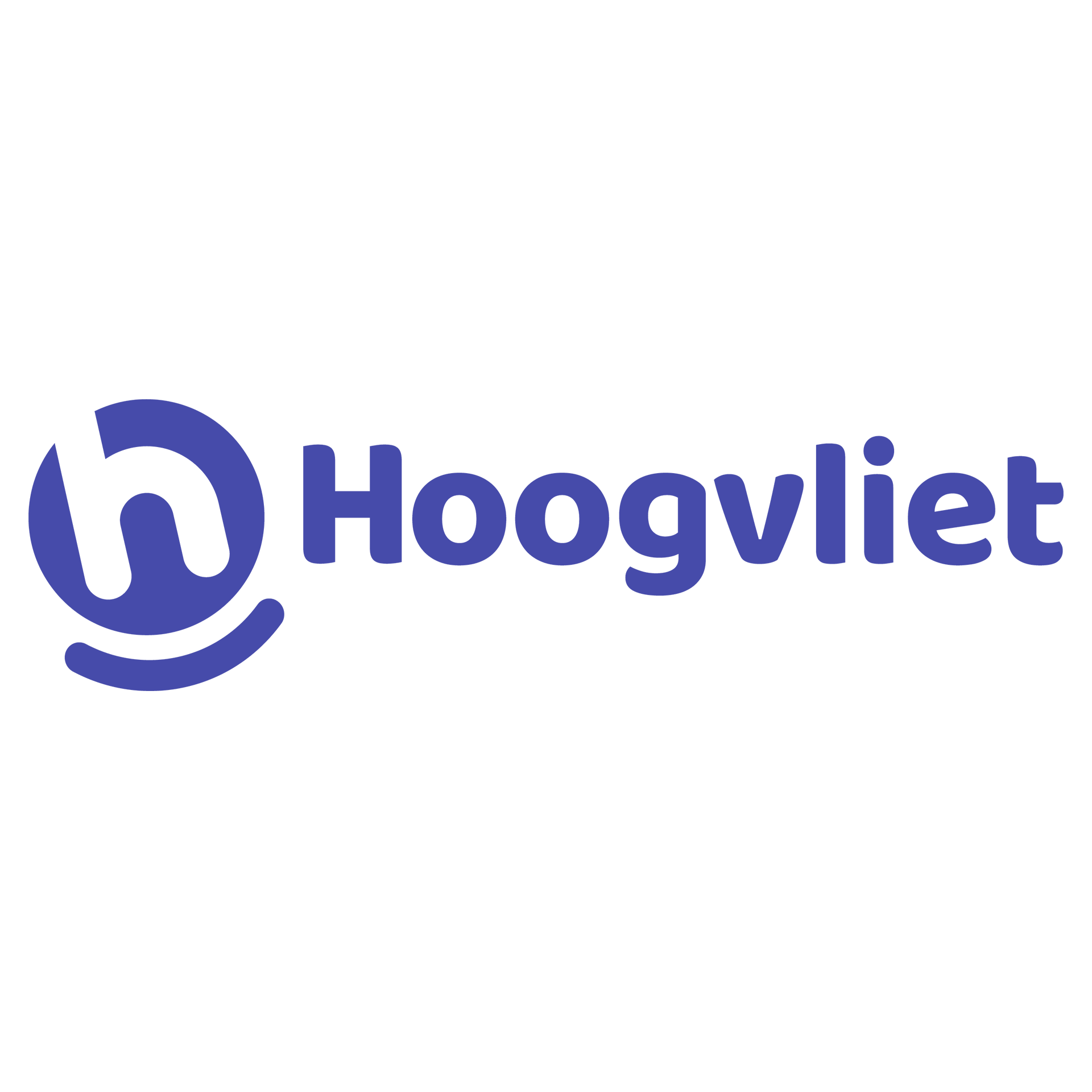Hoogvliet-logo in blauw en paars op een witte achtergrond