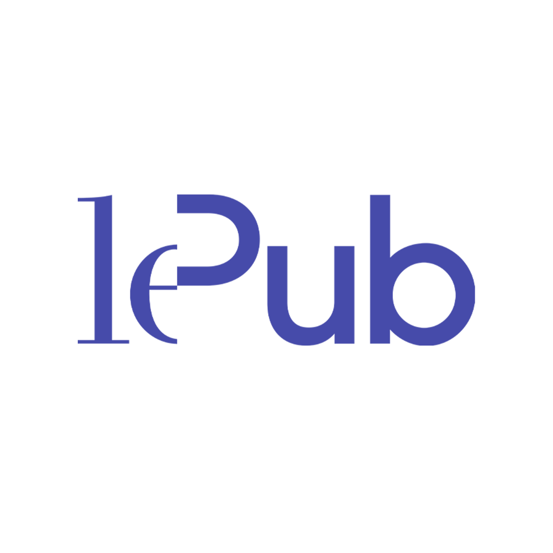 LePub-logo in blauw en paars op een witte achtergrond