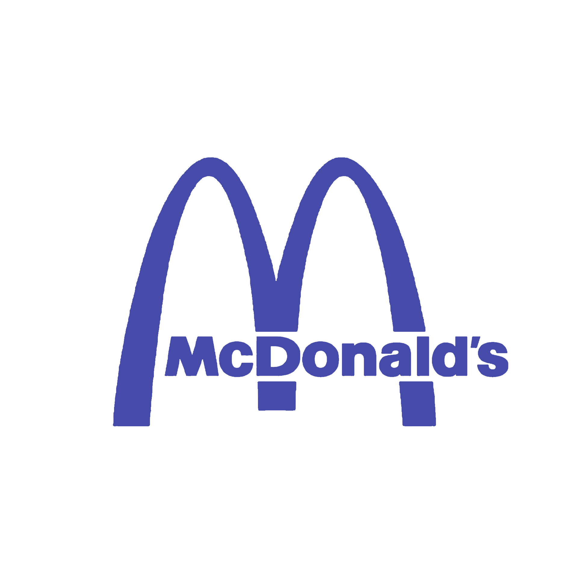 Het blauwe booglogo van McDonald's met de merknaam eronder.