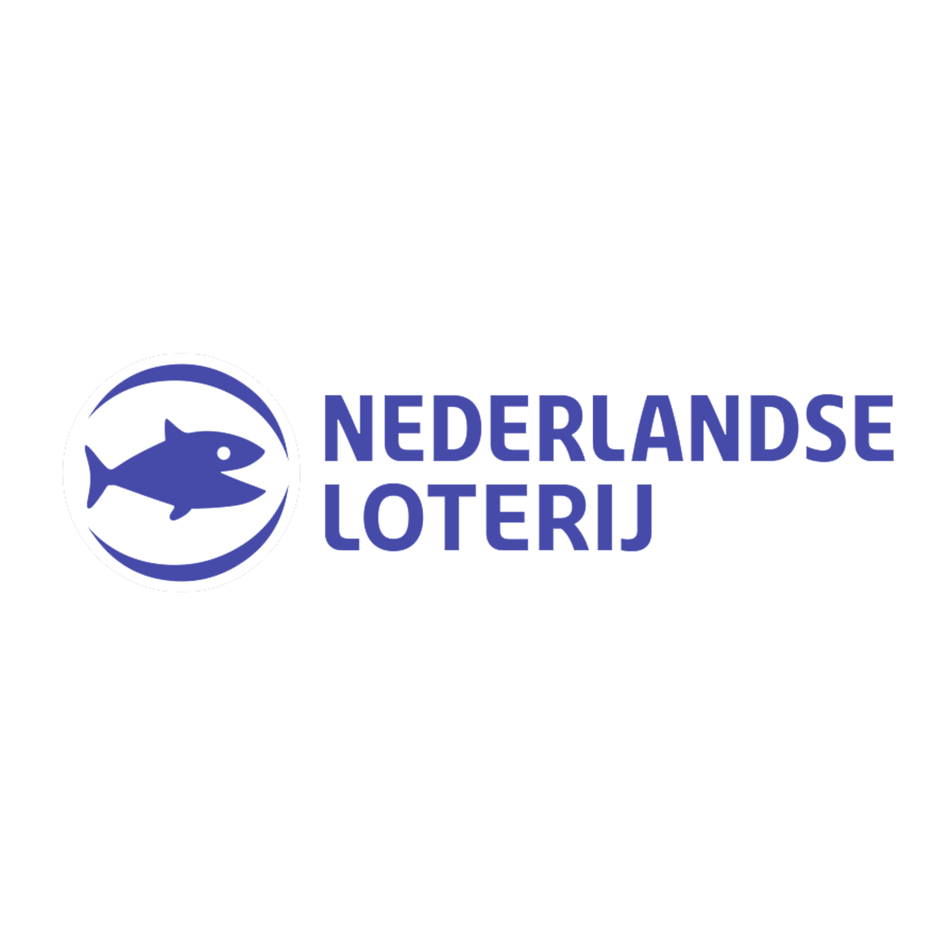 Nederlandse Loterij logo in blue with a stylized fish icon