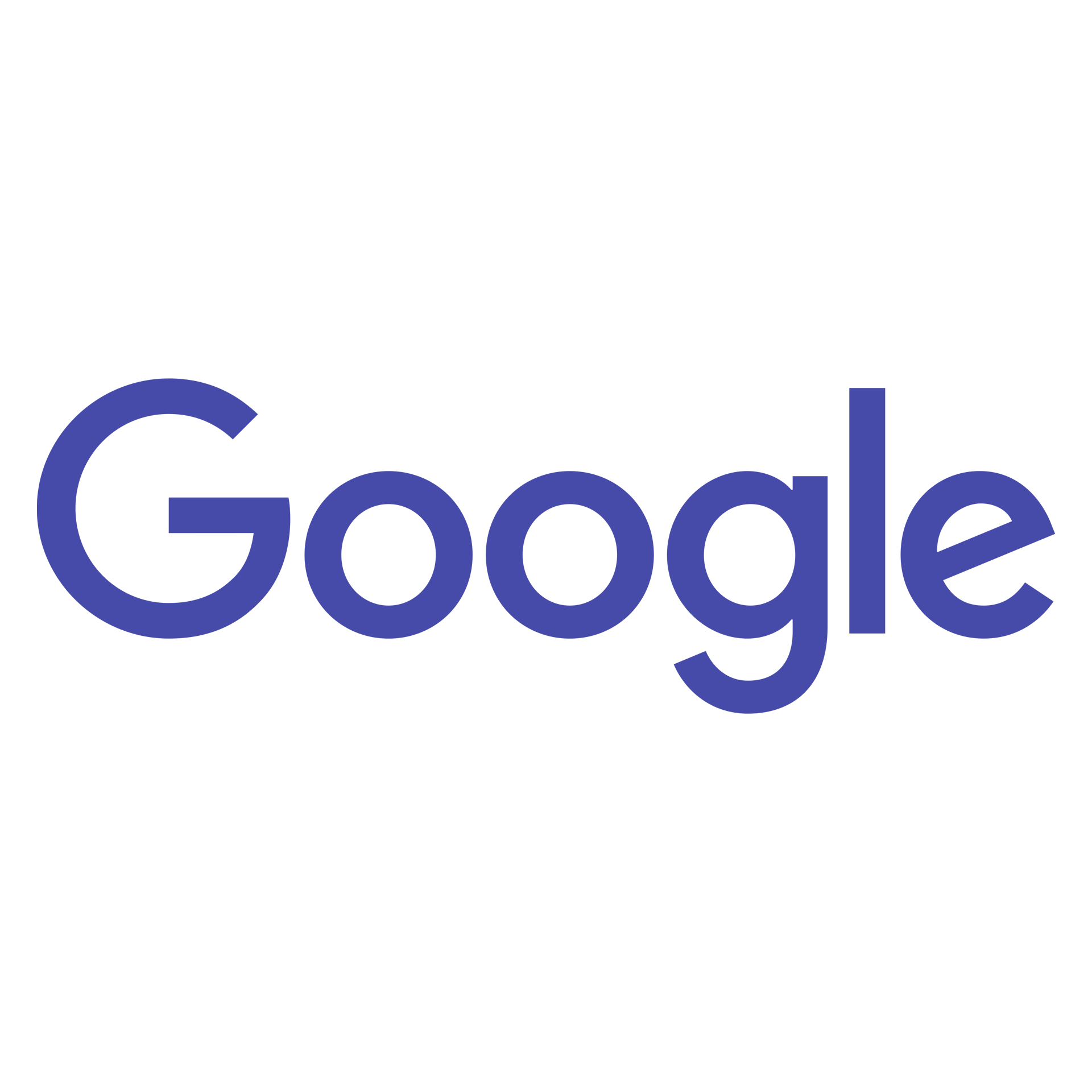 Het Google-logo in blauw op een witte achtergrond.