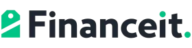 Financeit logo with green icon and dark blue text on a white background