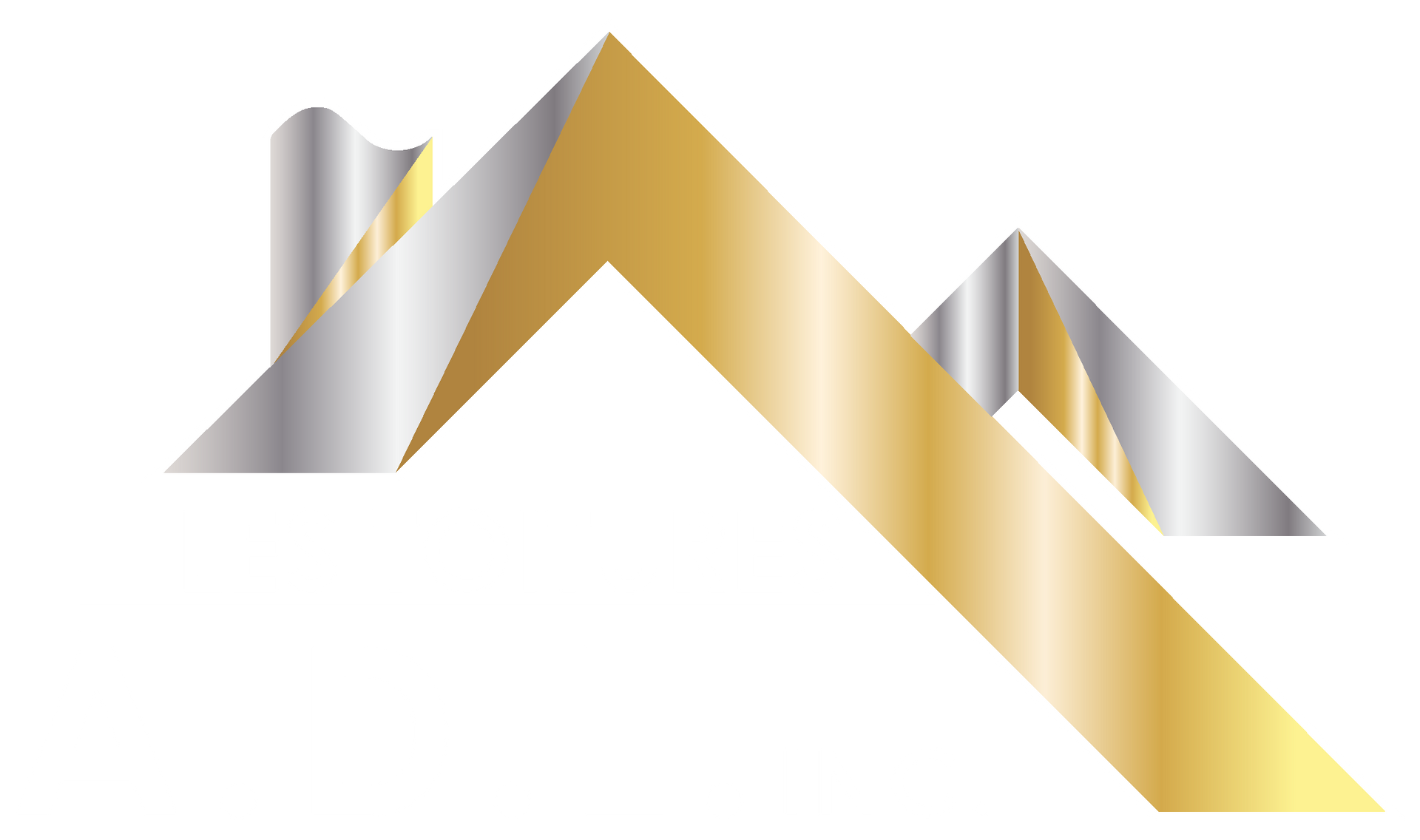 Abstract gold and gray angular mountain-like logo on a white background