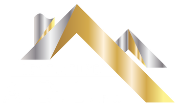 Abstract gold and gray angular mountain-like logo on a white background