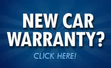 A blue background with white text that says `` new car warranty ? click here ! ''
