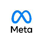 Logotipo da Meta: Símbolo do infinito azul acima da palavra