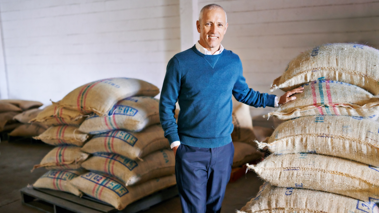 man with sack of supply