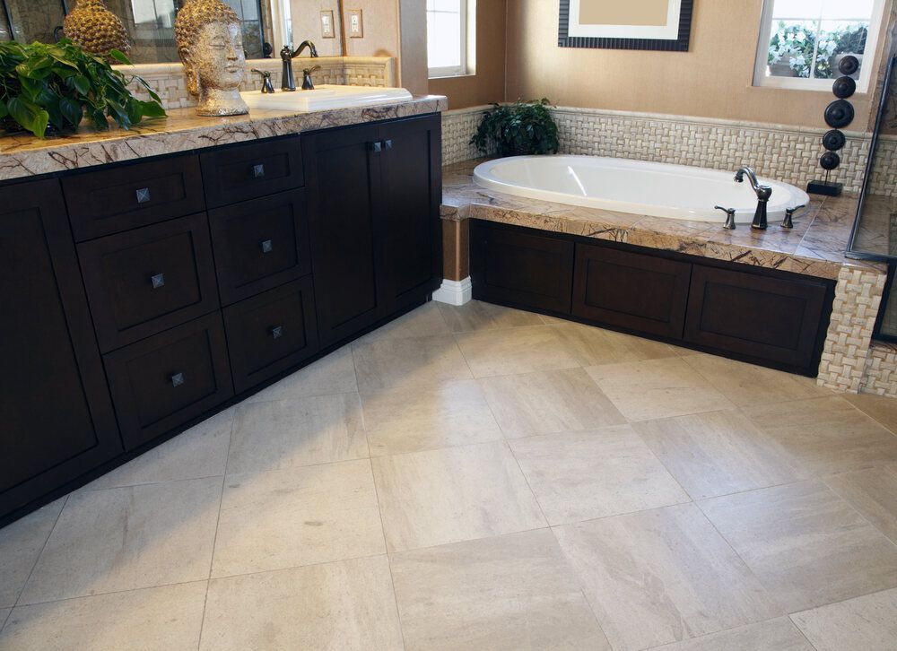 A Bathroom With Two Sinks and a Bathtub — Bruce Smith Cabinets in Bray Park, NSW