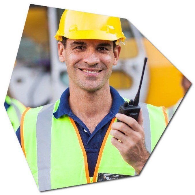 excavating contractor commanding on the radio