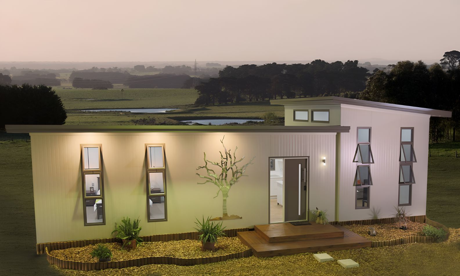 A House With a Lot of Windows and a Tree in Front of It — OSM Transportables In Coolah, NSW