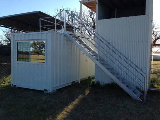 Container Portable Houses Featuring a Sturdy, Long Steel Staircase — OSM Transportables In Dubbo, NSW