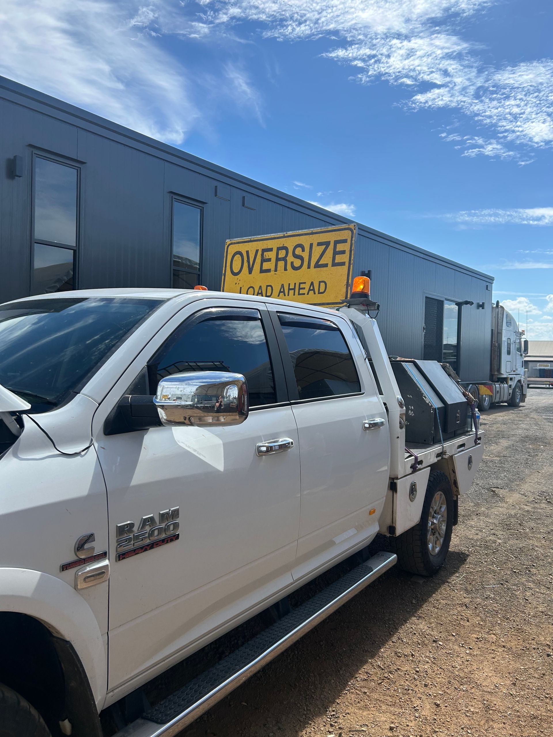 A White Ram Truck With an