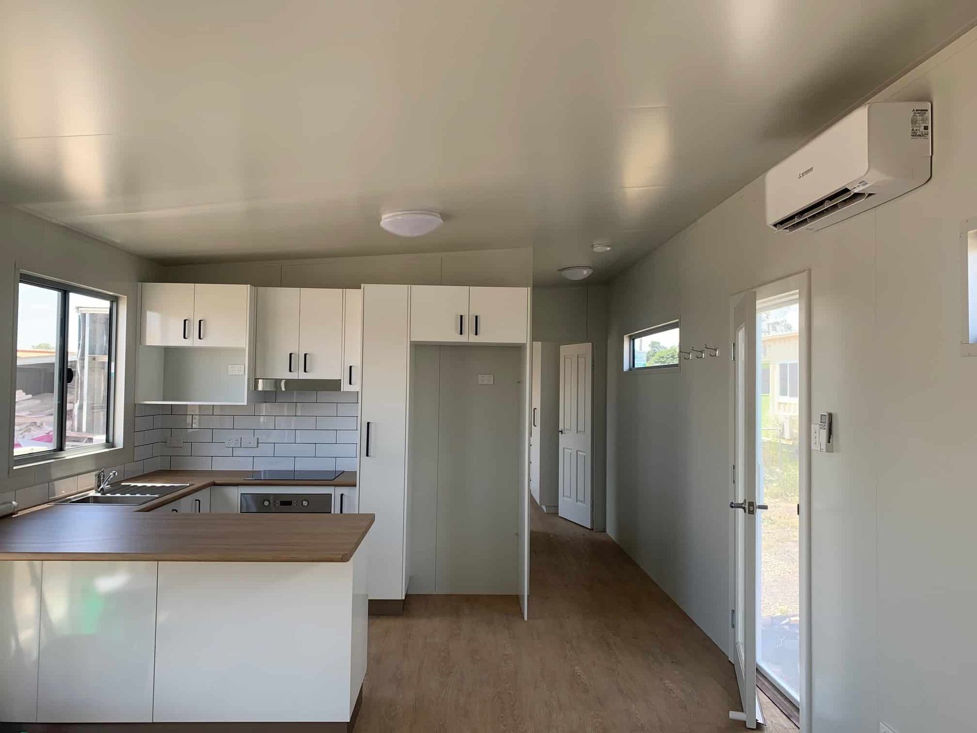 Kitchen View of Portable House With Built Split Type Aircon — OSM Transportables In Dubbo, NSW
