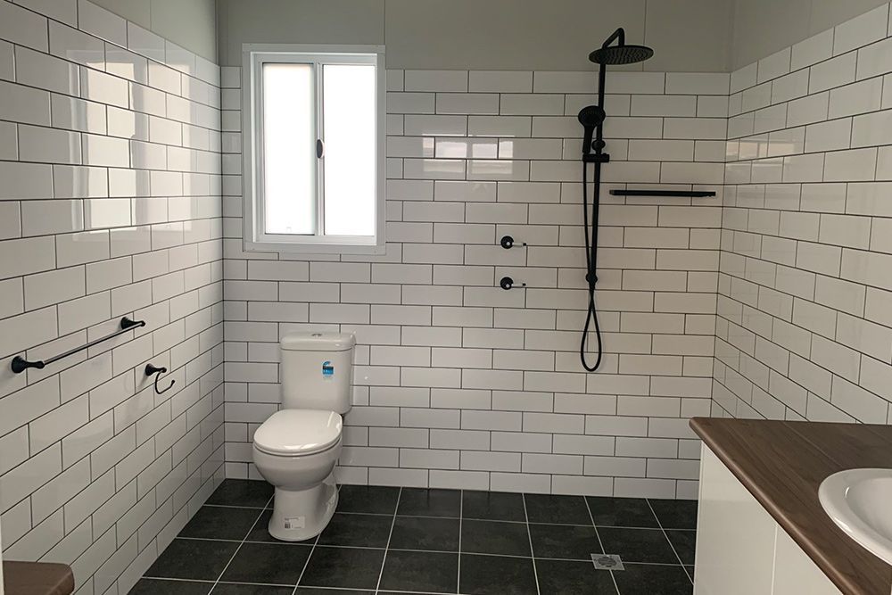 White Bathroom of Portable House — OSM Transportables In Dubbo, NSW