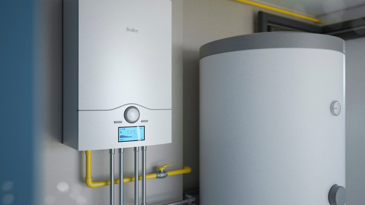 A White Wall-mounted Boiler With a Blue Display — VR Marsden Plumbing in Urunga, NSW