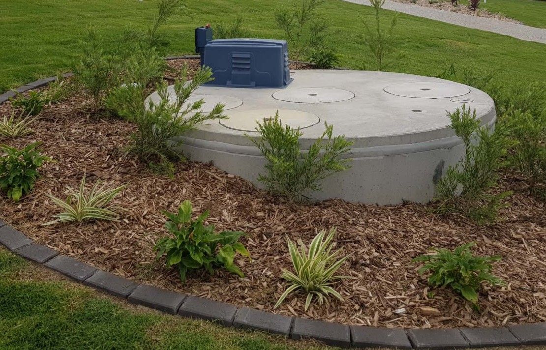 A Drainage in a Landscaped Garden Bed — Shreks Septic Services in Oakey, QLD