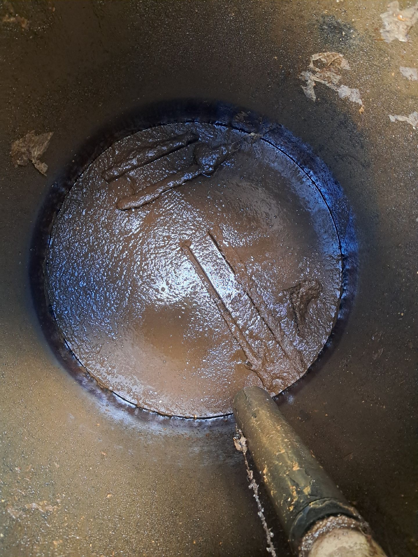 Close-up of a Rusty Metal Drain — Shreks Septic Services in Highfields, QLD