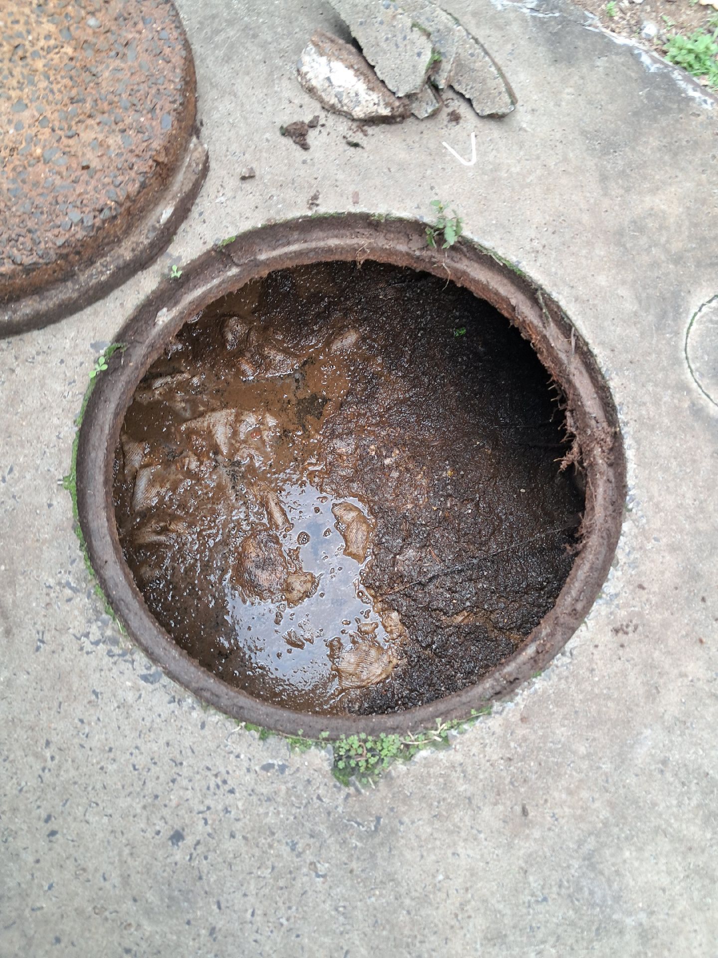 Open Rusted Metal Manhole — Shreks Septic Services in Murphys Creek, QLD
