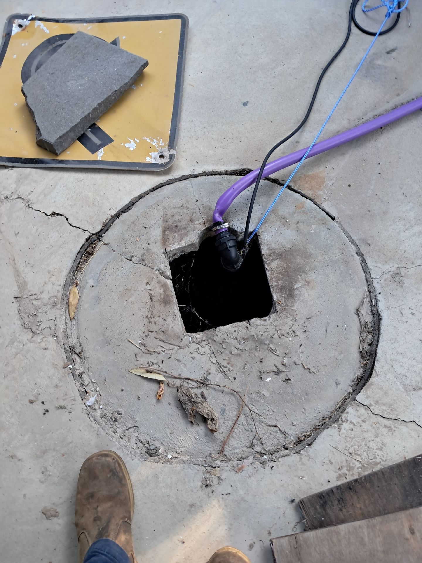 Circular Concrete Access Opening — Shreks Septic Services in Westbrook, QLD