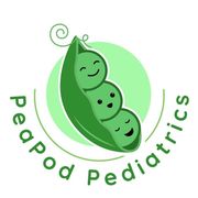 Green pea pod with three smiling peas,