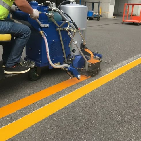 Parking Lot Striping Machine Laying down lines on concrete in Scottsdale