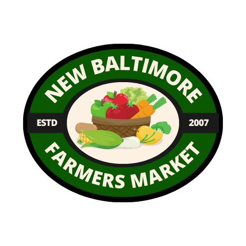 The logo for the new baltimore farmers market shows a basket of vegetables.