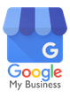 A google my business logo with a blue awning on a white background for Home Remodeling Lafayette LA professional company