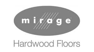 A black and white logo for mirage hardwood floors