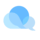 Blue cloud icon with a white cloud and a smaller blue cloud behind it