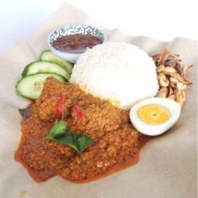 Nasi lemak beef rendang