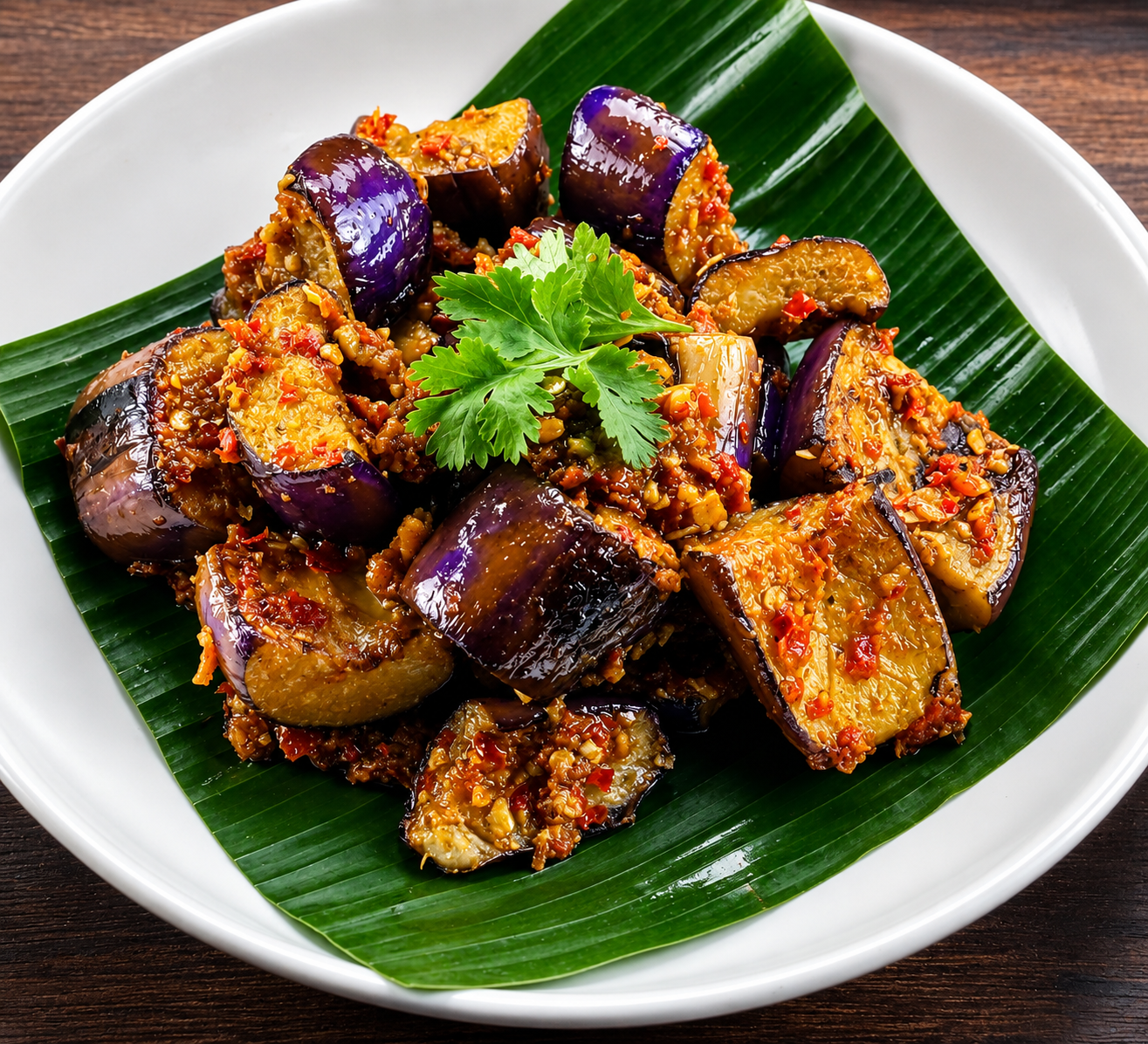 Fried brinjal with sambal