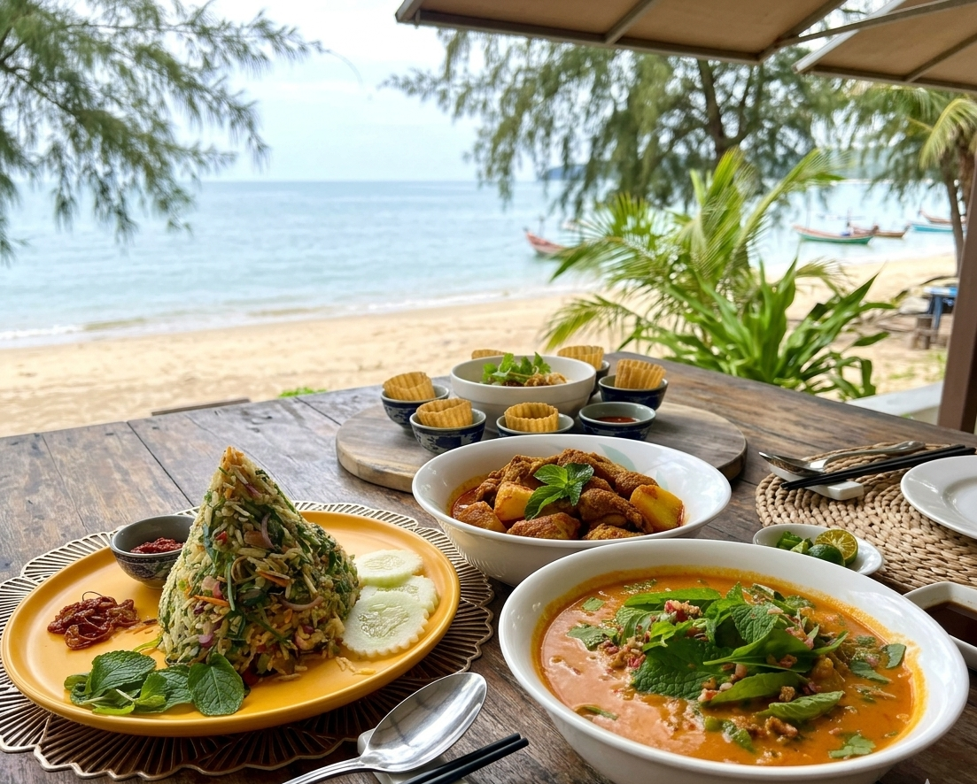 Crab Laksa, Chicken Curry Kapitan, Pie Tee and Nasi Ulam at. 32 Mansion's Nyonya By The Sea