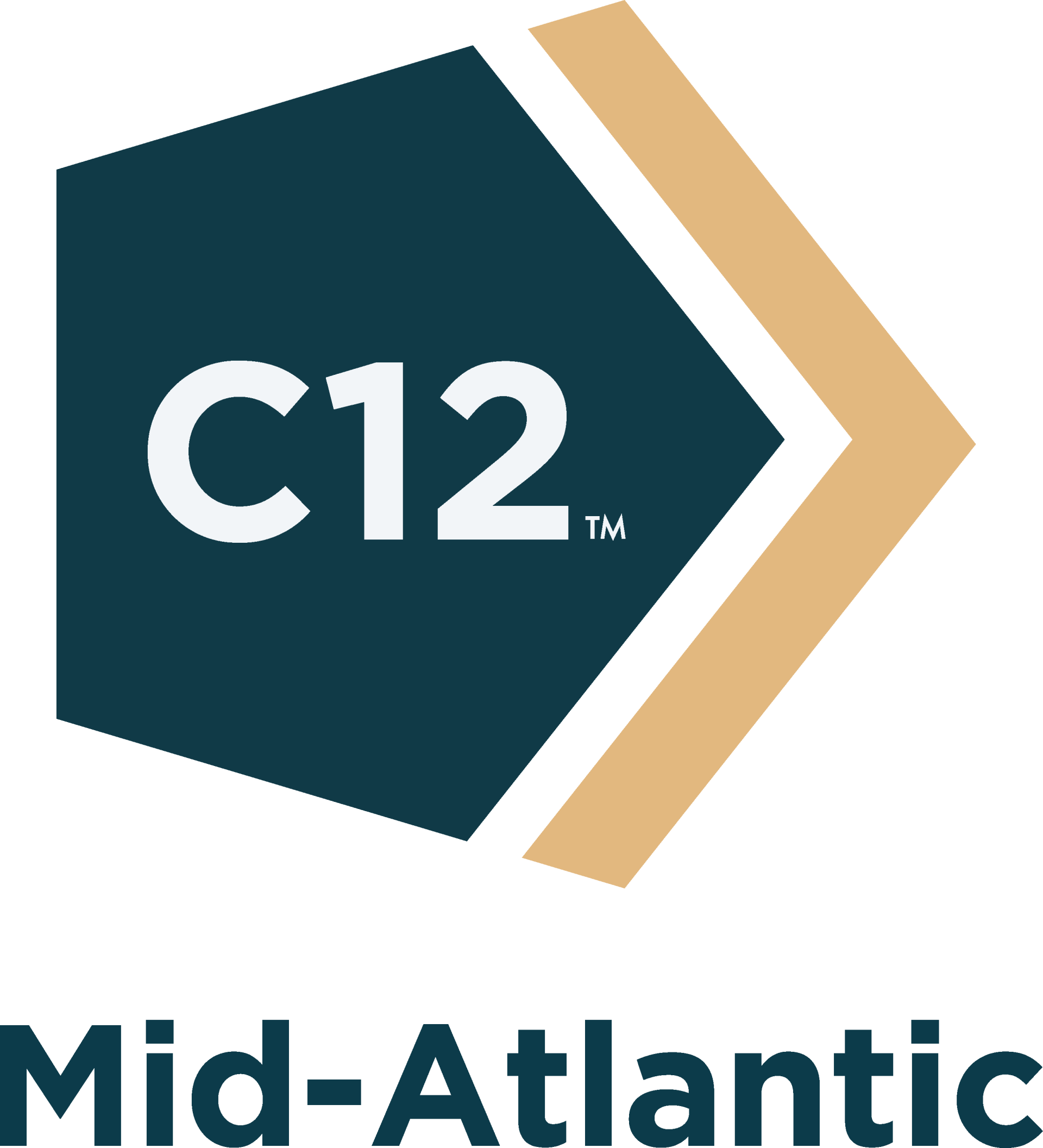 a logo for c12 mid-atlantic with an arrow pointing to the right
