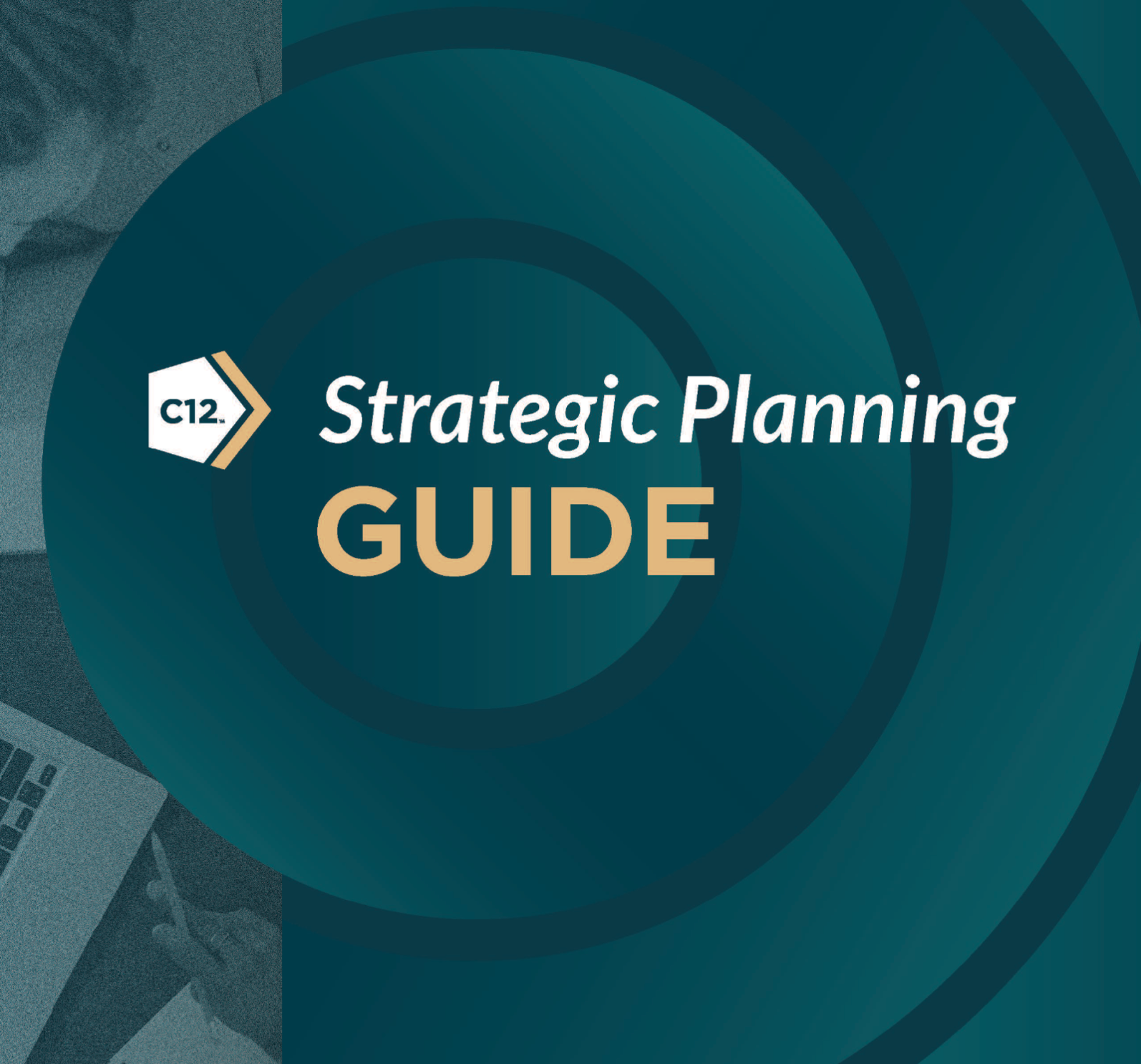 Strategic Planning Guide graphic with teal and gold accents.