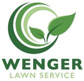 Logo for Wenger Lawn Service, featuring green leaves inside a circular graphic above the company name.