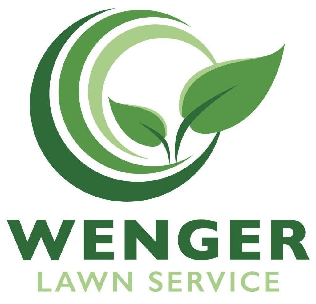 Logo for Wenger Lawn Service, featuring green leaves inside a circular graphic above the company name.
