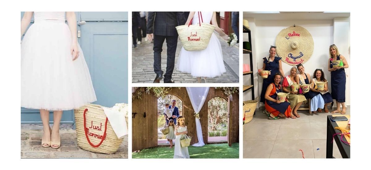 Atelier EVJF à Marrakech chez Original Marrakech – activité créative et personnalisée de broderie sur paniers, idéale pour un enterrement de vie de jeune fille, notée N°1 avec 5/5 sur Google et TripAdvisor.