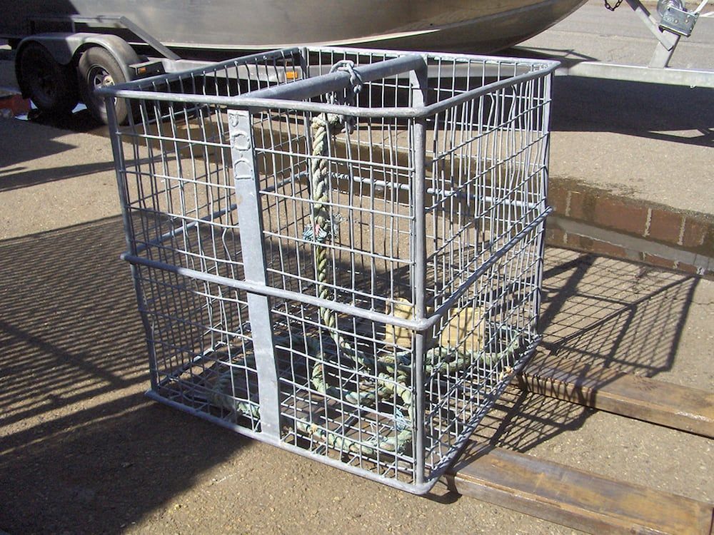 Custom fabricated steel storage cage with welded mesh panels