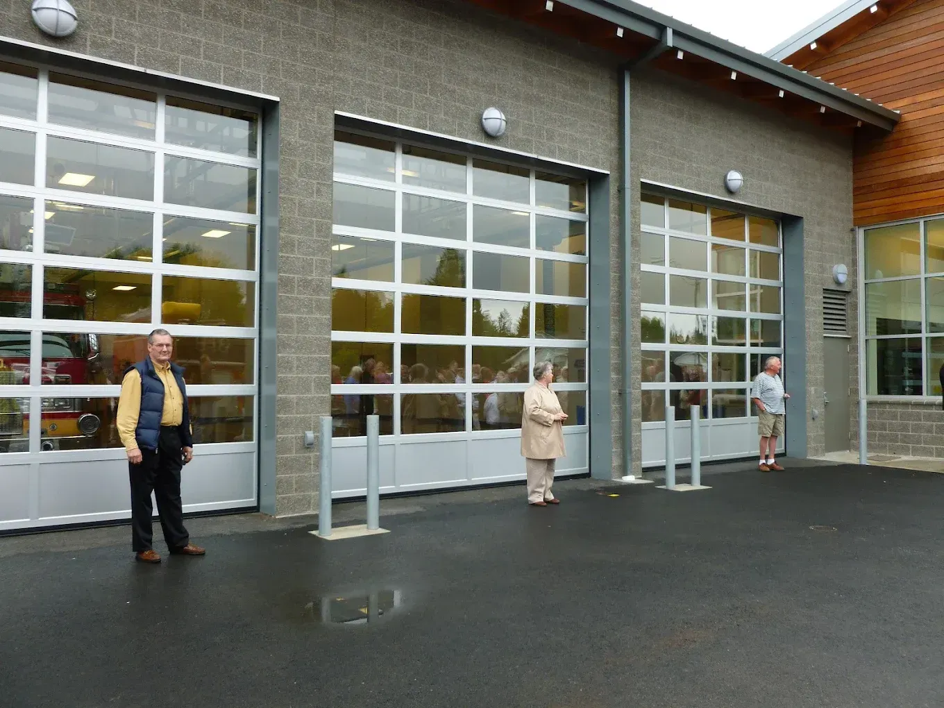 Commercial building with custom welded steel railing system and entry railings