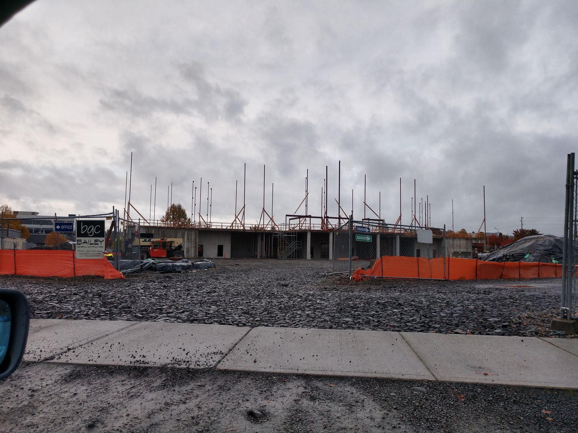 Concrete foundation with vertical rebar for structural steel installation