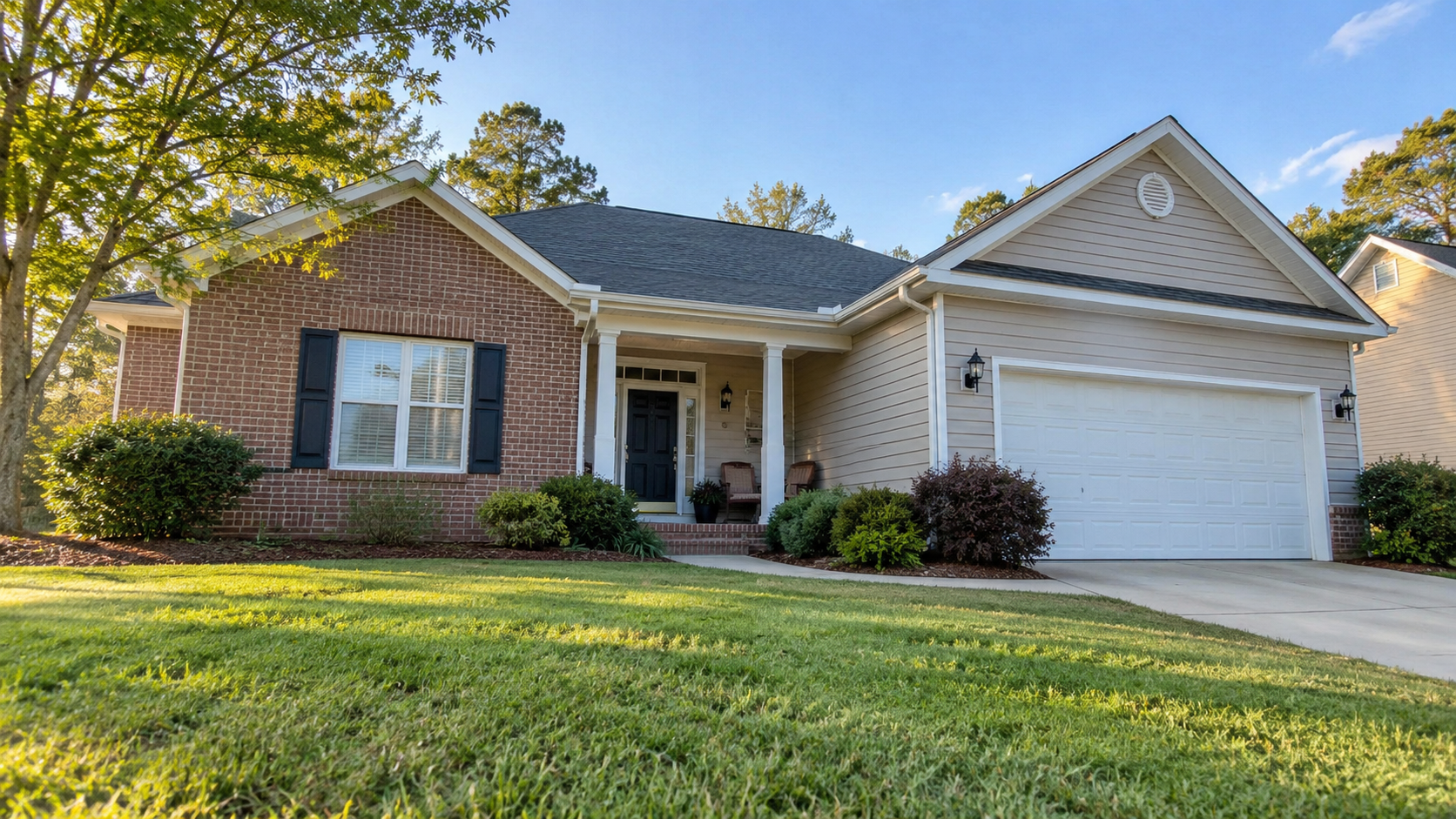 An exterior view of a nice home