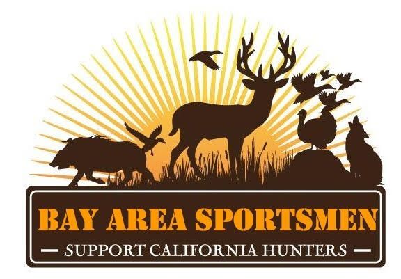 Bay Area Sportsmen logo with deer, boar, birds, and rabbit against a sunrise