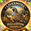 Livermore Pleasanton Rod & Gun Club emblem with a quail, rifle, and antlers on a circular gold badge