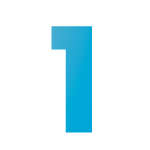 Blue number 1 on a white background